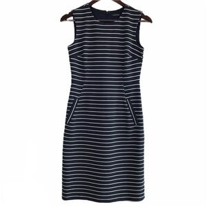 𝅺Lands’End Women’s Sheath Stripes Nautical Dress Size 2 Career Office